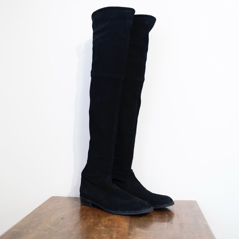 Stuart Weitzman Lowland Over-the-Knee Black Suede Boots Size 7.5 - Picture 4 of 12